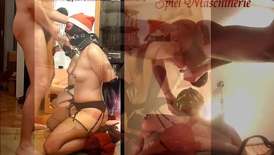 Семейка БДСМщиков отмечают рождество грубым трахом в рот в маске с окончанием внутрь